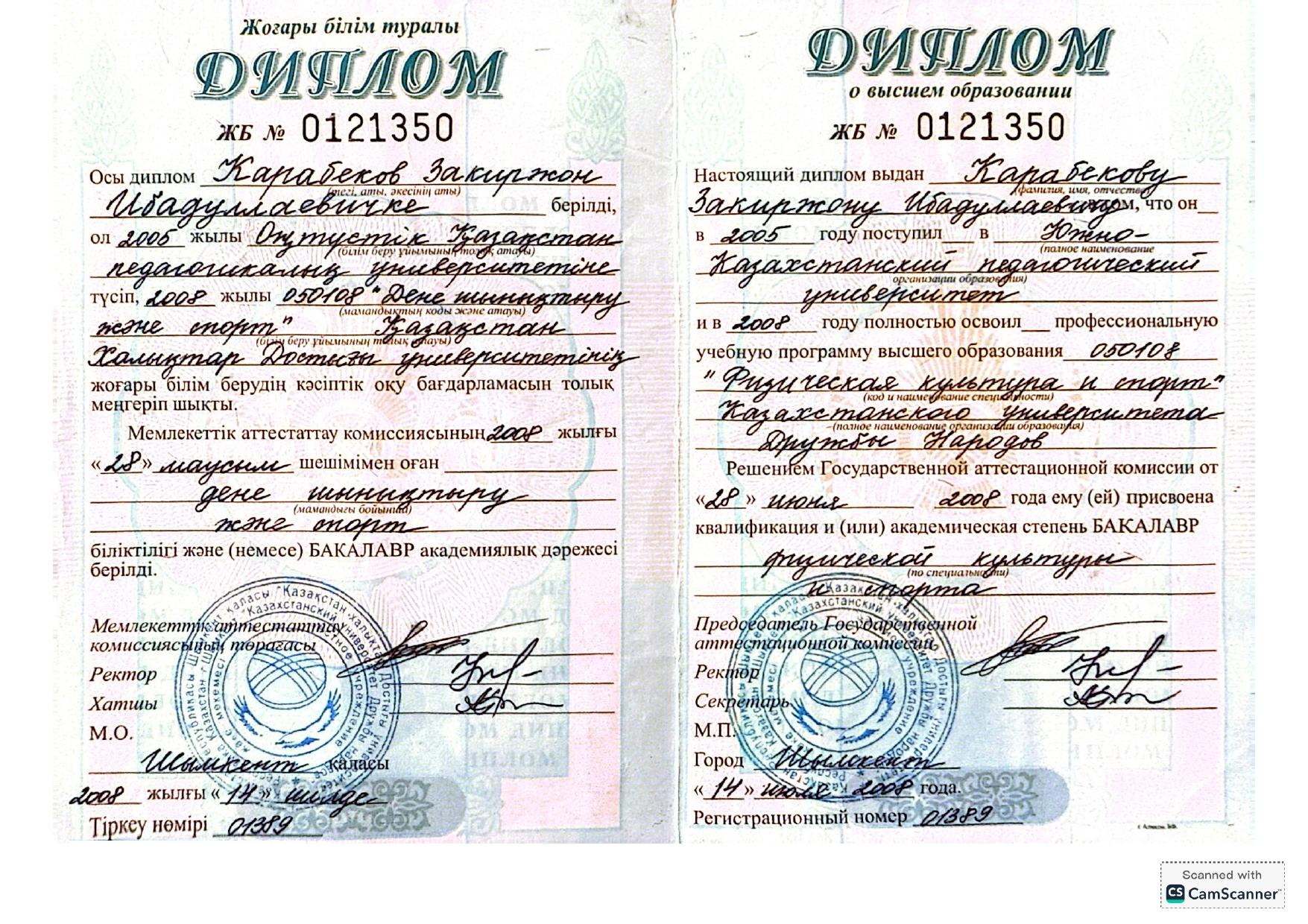Карабеков Закиржон Ибадуллаевич