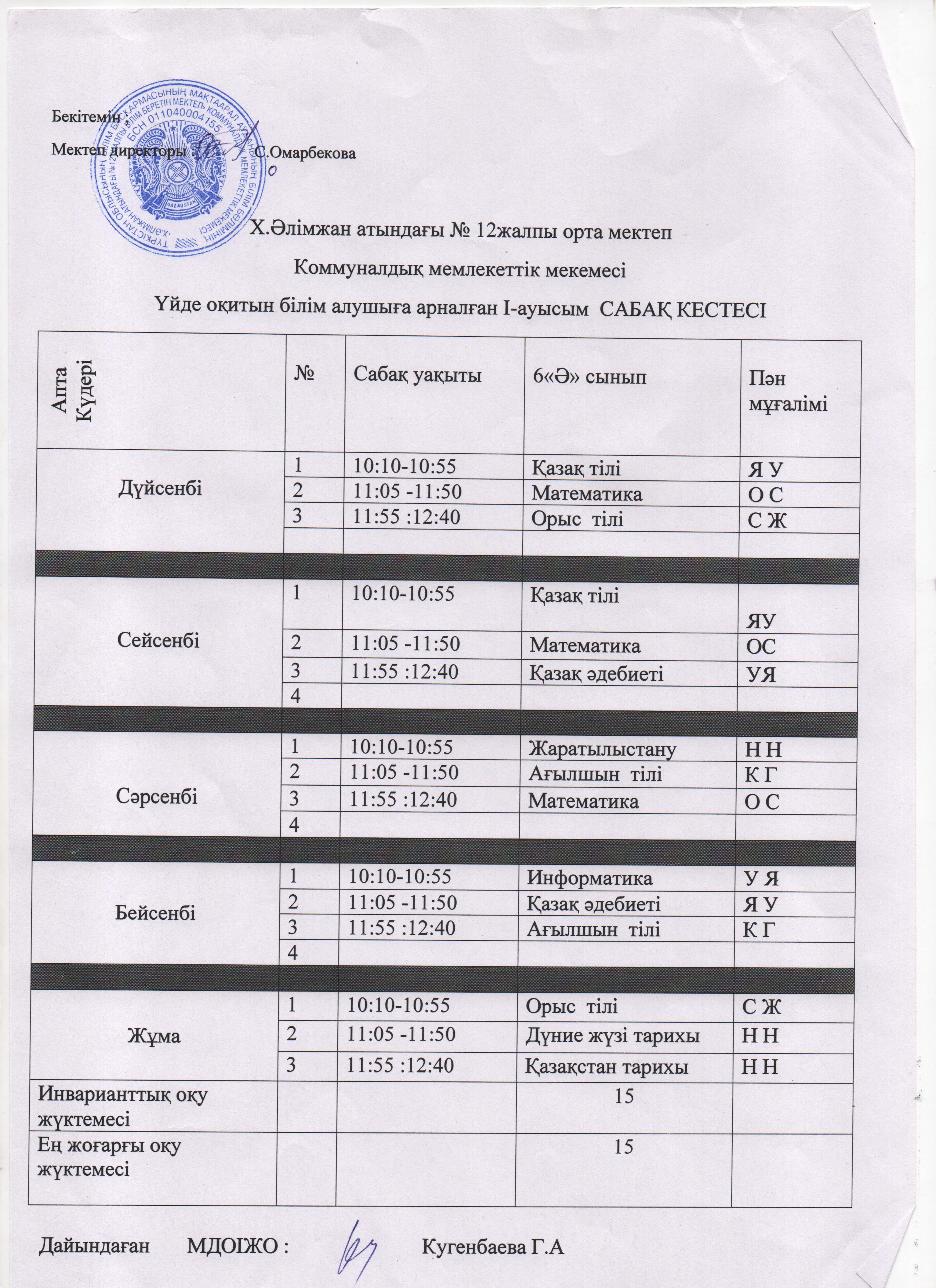 Үйде оқытылу 2024-2025 оқу жылы